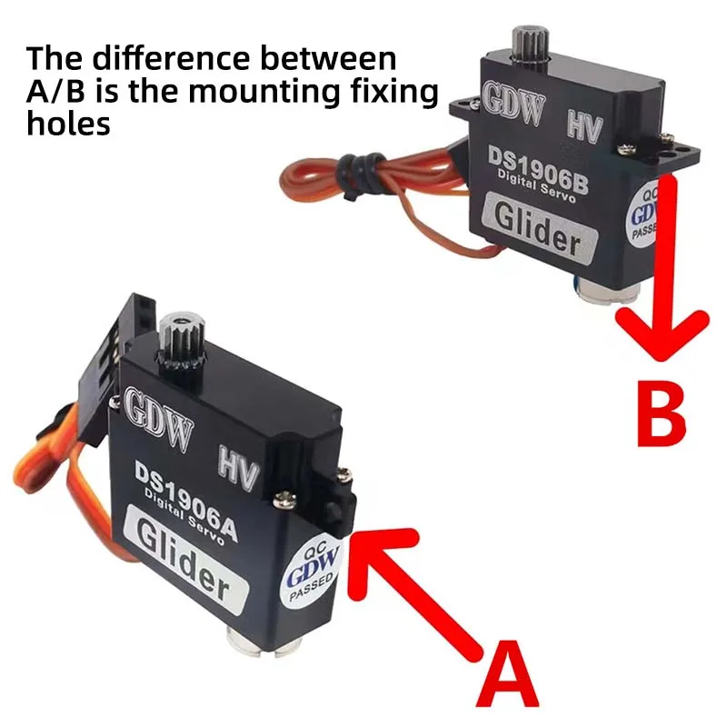 GDW DS1906 accesorios de ala fija, servos digitales sin núcleo HV de ala fija de Metal de alta velocidad, piezas de avión DIY para coche