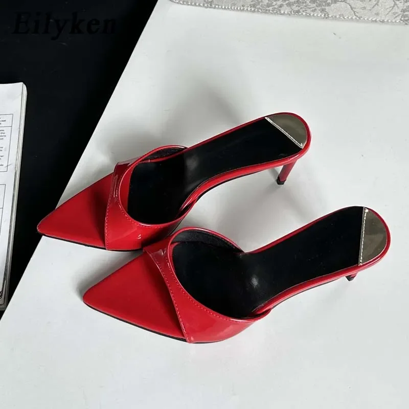 Eilyken New Arrived Pointed Toe Thin High Heels Slippers Women Strippers Sandals Sexy Mule Slides Summer Shoes