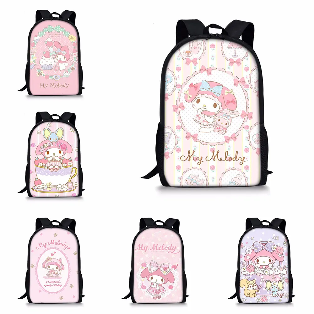 My Melody Backpack Boys Girls Bookbag Laptop Bag Student Teenager Children Knapsack Schoolbag Satchel School Supplies 17 Inch