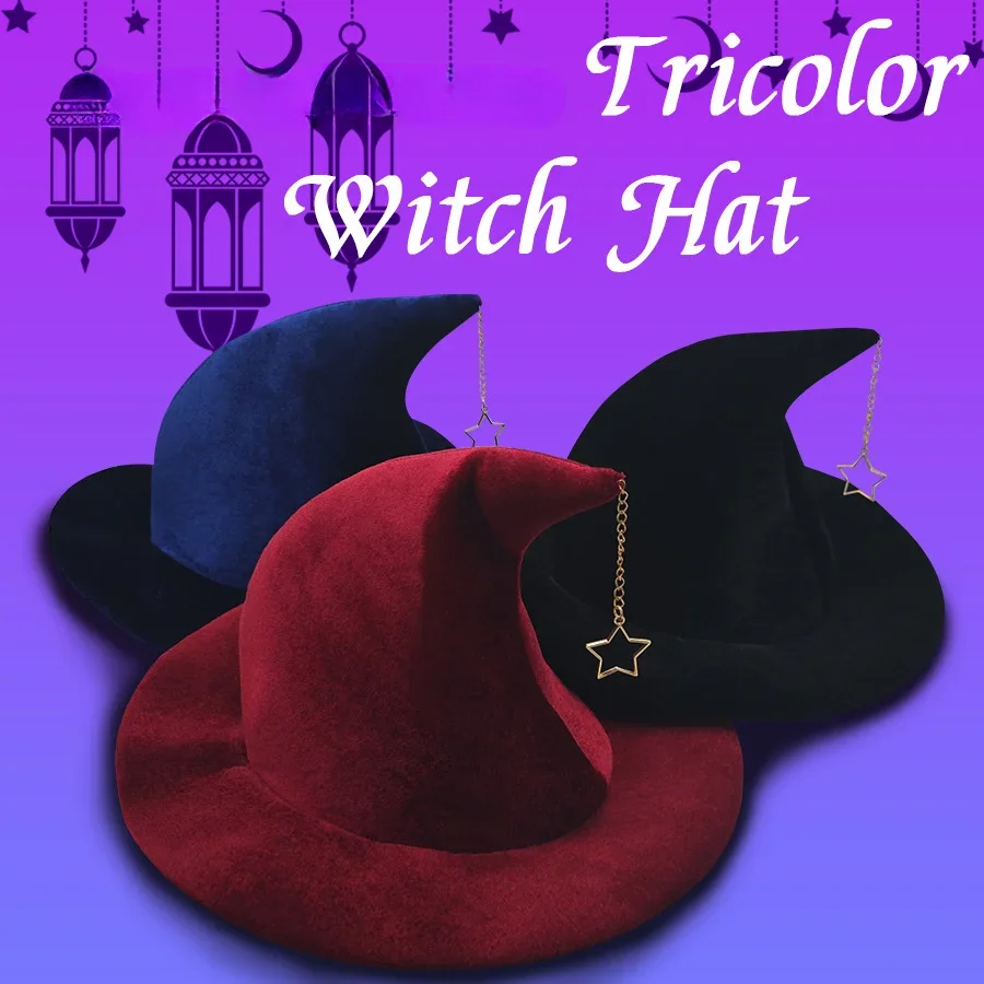 1pc New Star Pendant Witch Hat Witch Hat Witch Hat Makeup Stage Halloween Christmas Party Dress Up Party Performance