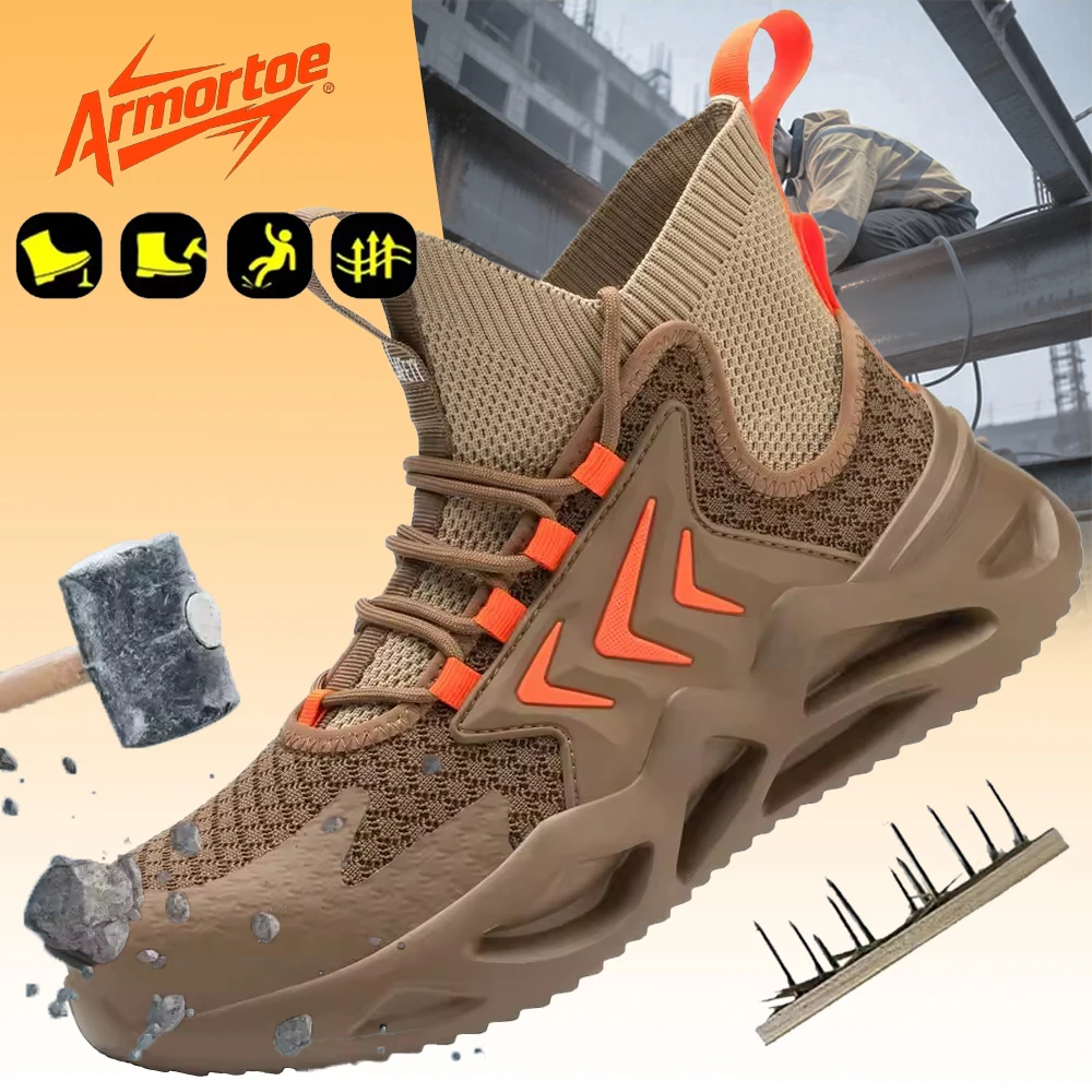 

ArmorToe High-top Steel Toe Safety Shoes Anti-smash Anti-puncture Comfortable Breathable Non-slip Work Shoes Soft #Armor2720
