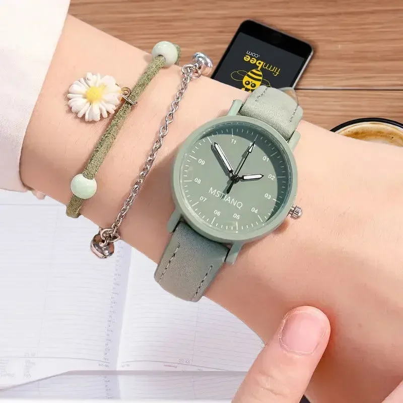 

Women Watch PU Leather Strap Women Quartz Watches Waterproof Round Dial Retro Bracelet Watch Ladies Girls Wristwatch Reloj 시계