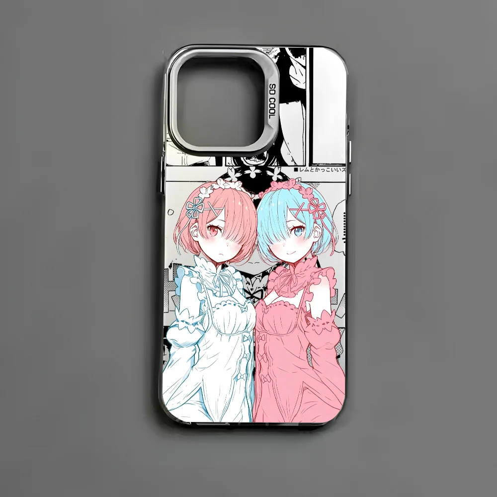 Japan Anime Re Z-zeroES Leuke Telefoon Case Voor IPhone 16 15 14 13 12 11 Pro Max Zwart Matte Veelkleurige Laser Metallic Aurora Funda