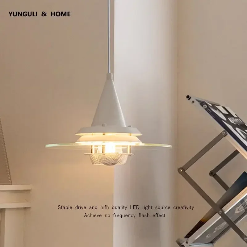 Nordic Creative Felt Hat Iron Transparent Glass Decorative LED Chandelier Bedroom Study Studio Lighting Fixtures Dropshipping