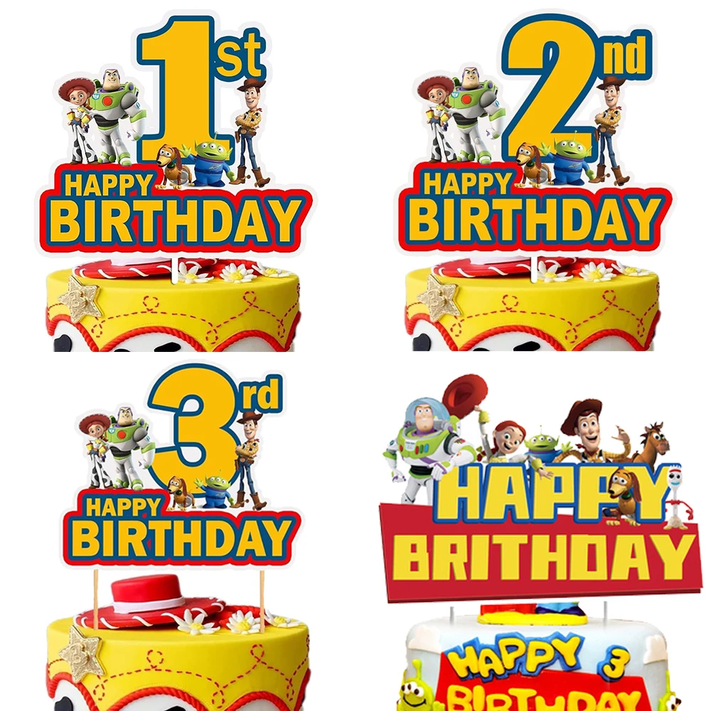 Disney Toy Story Cake Toppers 1st 2nd 3nd Happy Birthday Party Decoration for Boys Girls Woody Buzz Baby Shower Cake Supplies