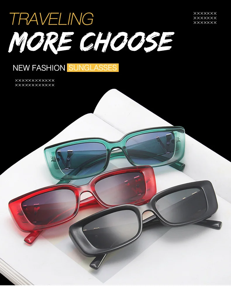 Vintage Rechteck Quadrat Sonnenbrille Frauen Marke Designer Retro Kleine Katze Auge Sonnenbrille Für Damen Klassische Schwarz Oculos De Sol – Detail 2