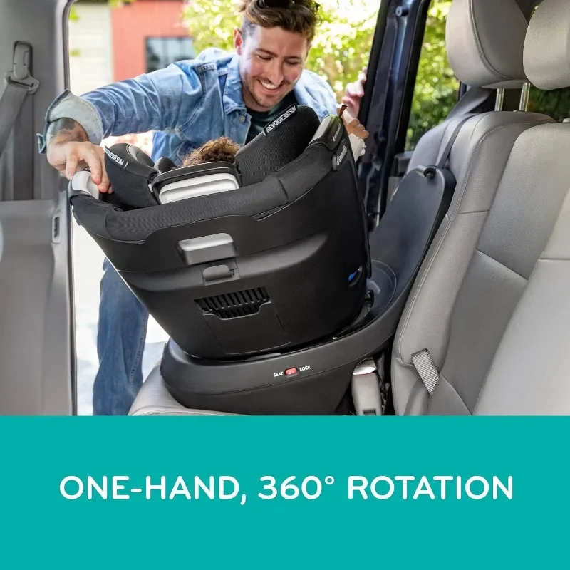 home.Revolve360 Slim 2-in-1 Rotational Car Seat with Quick Clean Cover (Stow Blue)