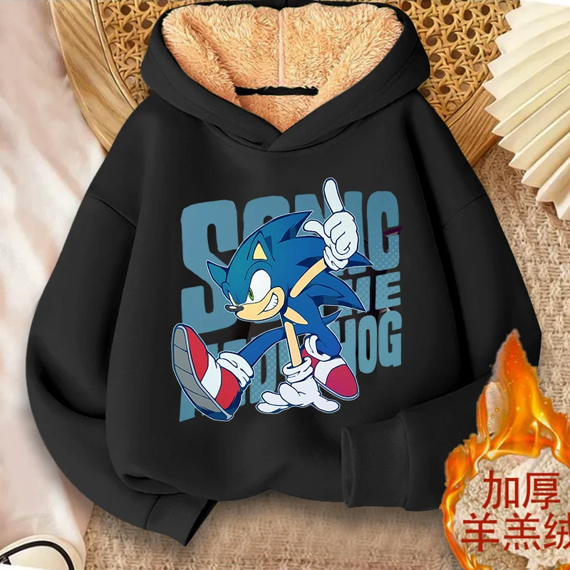 

Детские зимние толстовки с капюшоном в стиле аниме, флисовая утепленная толстовка с капюшоном для мальчиков и девочек, теплая спортивная одежда с мультяшным принтом для детей, уличная одежда для активного отдыха