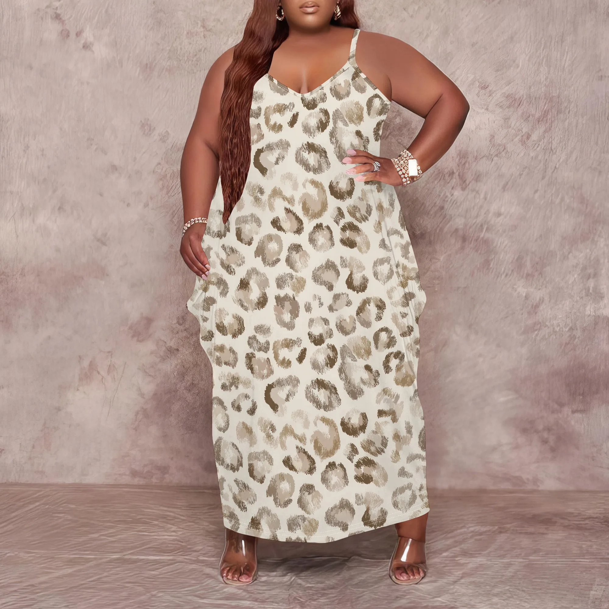 

Womens 2025 Casual Sleeveless Sundress Plus Size Loose Plain Long Summer Beach Maxi Dress with Pockets XL-6XL