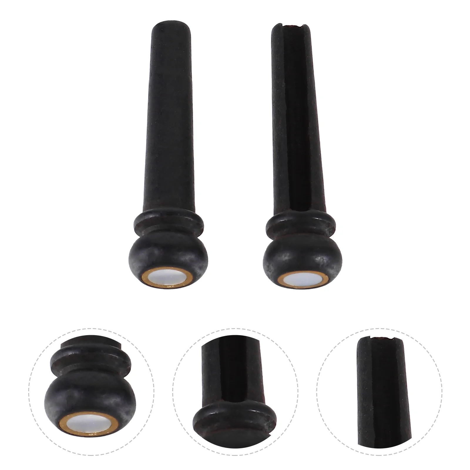 2 Pcs Fixed Vertebra Guitar Endpin Replacement Part Bridge with Dot Inlay Ebony Peg Folk