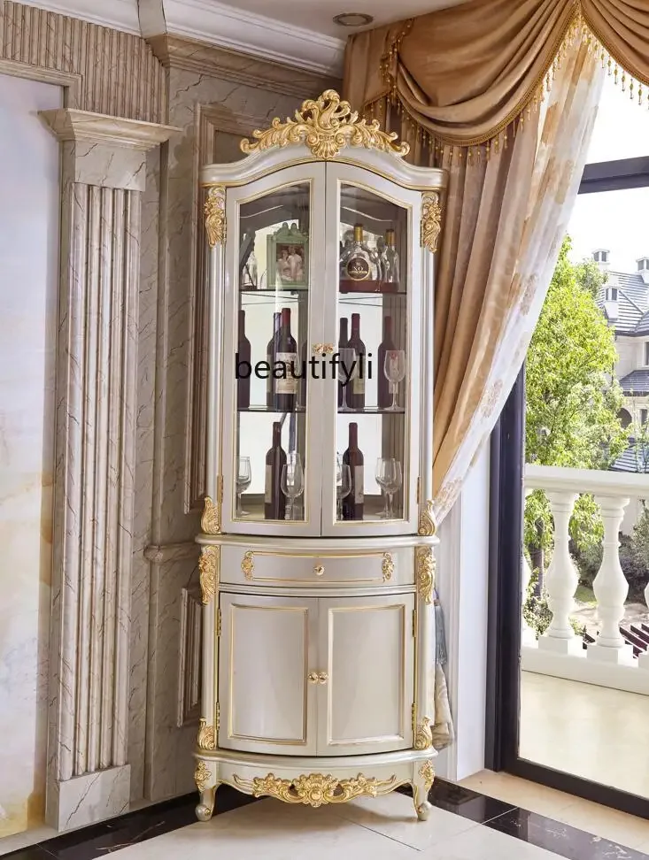 ss 26 European-Style Living Room Solid Wood Triangle Locker Villa Arc Corner Cabinet Corner Wine Cabinet Corner Cabinet furnitur