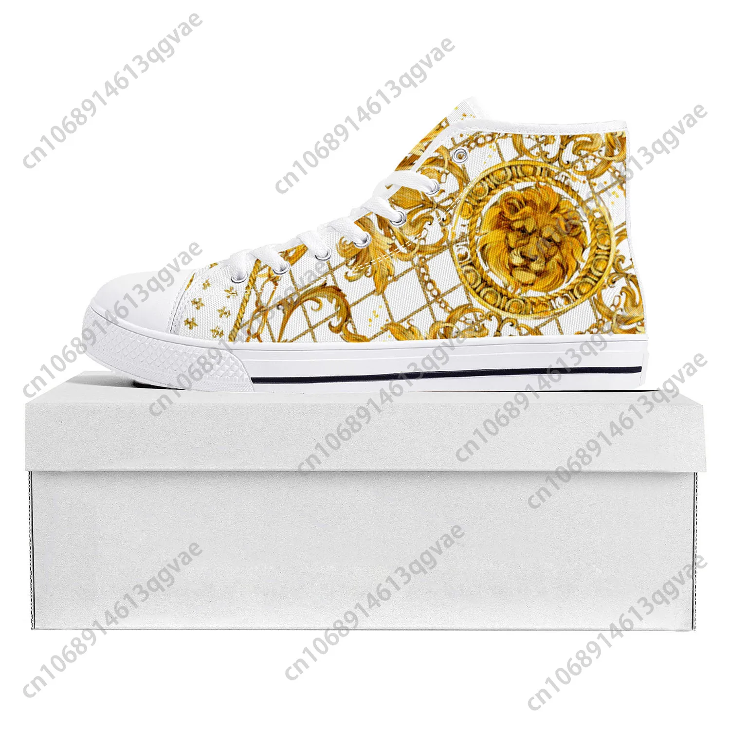 Golden Lion Head Lace High Top High Quality Sneakers Mens Womens Teenager Canvas Sneaker Casual Couple Shoes Custom Made Shoe