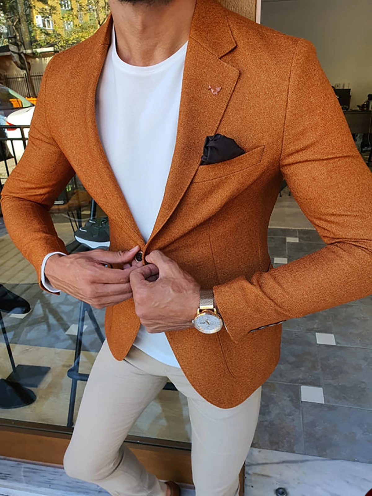 Smoking de casamento casual masculino, ternos de 2 peças, lapela entalhada, vestido de noivo single breasted, blazers e calça, tamanho personalizado, MZM7