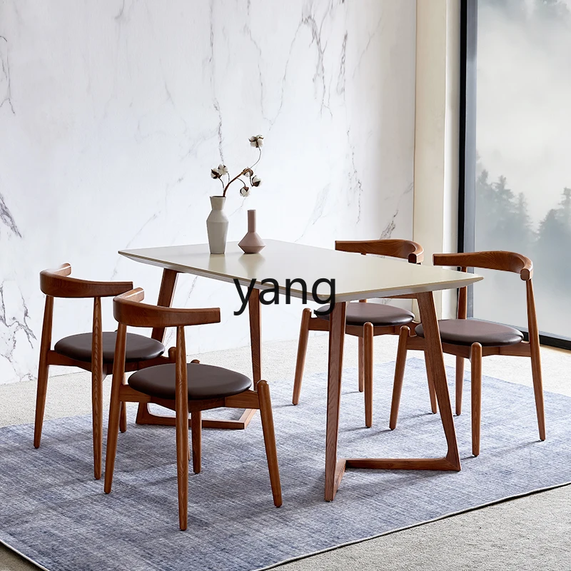 LH minimalist dining table rectangular light luxury modern simple solid wood high-end household table