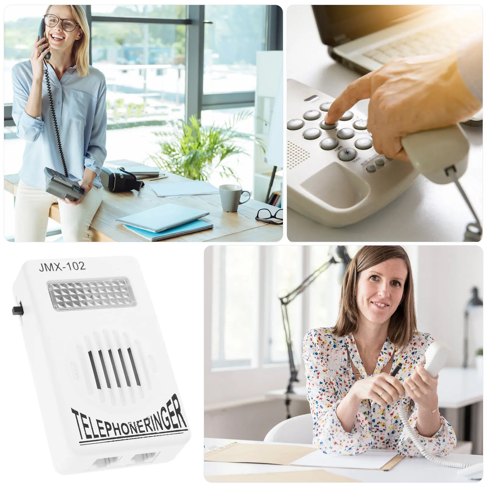 Telephone Ringer Amplifier Battery Free White Landlines Phone Ring Amplifier Device Loud Adjustable Volume Boost