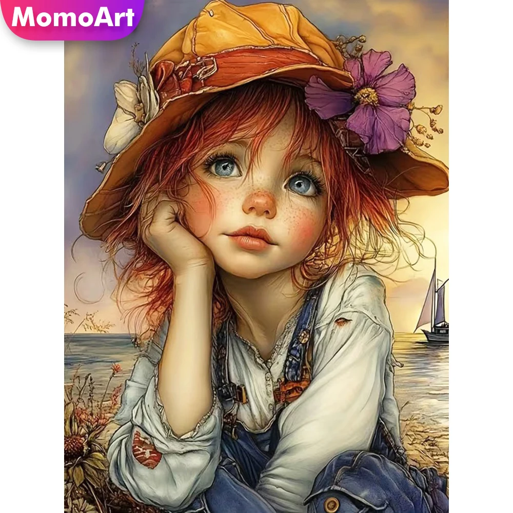 Momoart Neuerscheinung Diamant-Stickerei Mädchenporträt DIY Mosaik Kinderbild Strass Diamantmalerei Cartoon Handarbeit