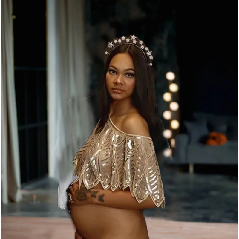 Maternity/Boudoir Body Cape Sequin Dresses Photoshoot  Baby Shower فساتين حوامل платье для беременных платье