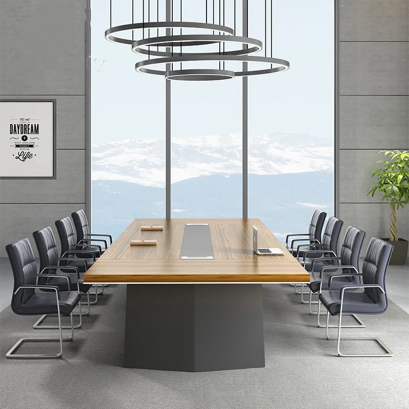 Large conference long table office negotiation