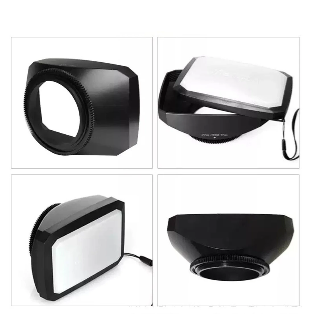 16:9 Rectangle DV Camera Lens Hood Screw Mount Wide Angle Light Shield W/ White Balance Cover 30mm 37 43 46 52 58 62 67 72 77mm