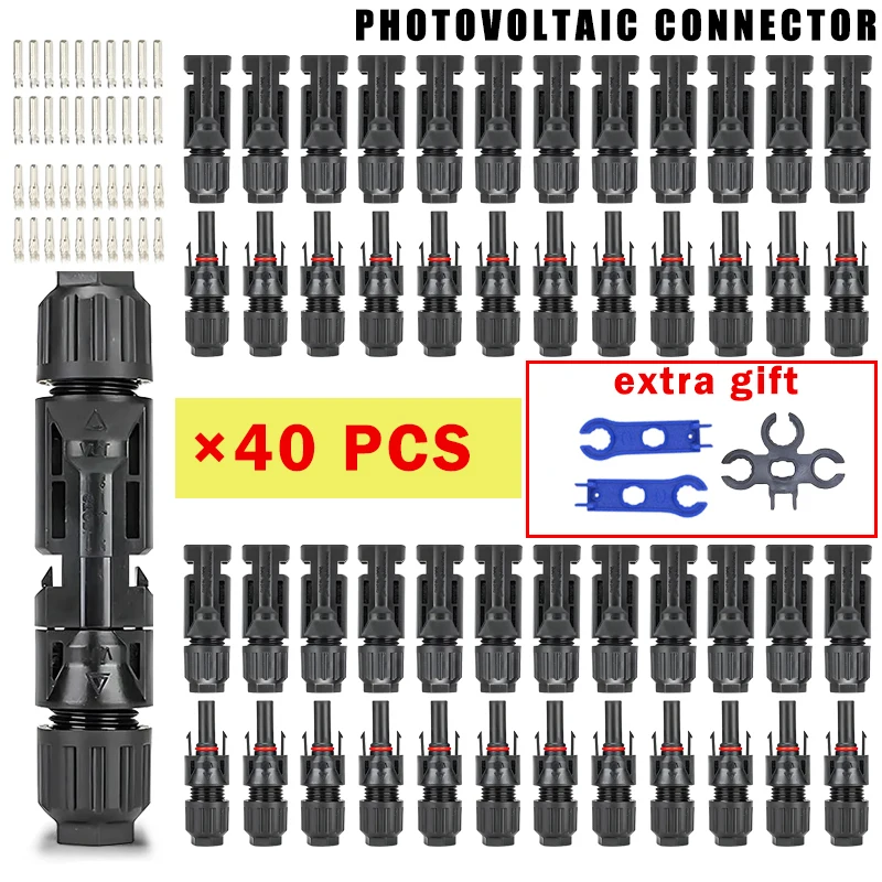 10/20/40/100/200/400-teiliges Solar-PV-Steckverbinder-Set – 1000 V, 30 A, MC4-kompatibel für 2,5/4/6 mm² Kabel, wasserdichter Stecker für Solarmodule