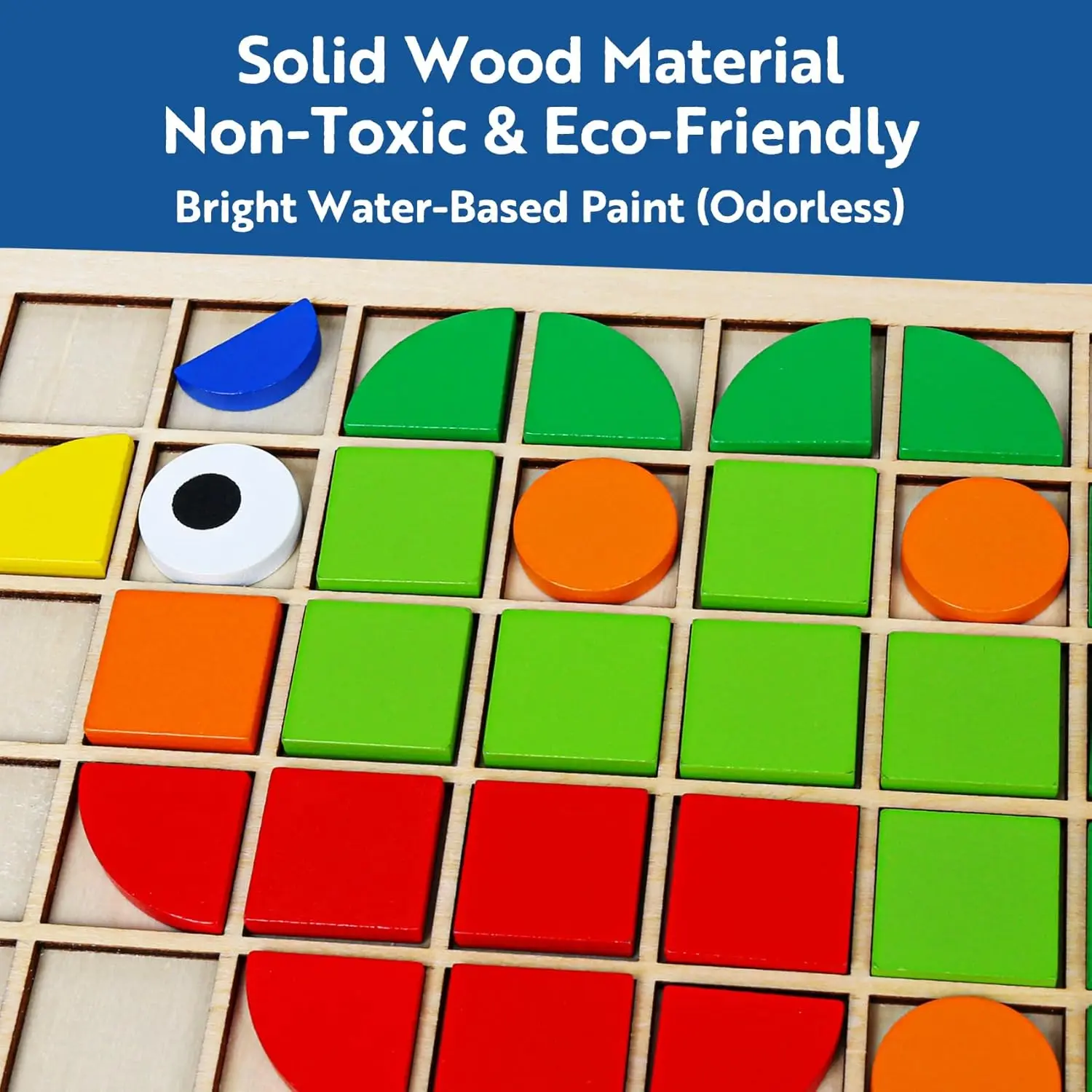 ألعاب ألغاز مونتيسوري الخشبية فسيفساء أشكال ملونة لعبة حسية لعبة تعليمية مبكرة كتل نمط بانوراما لهدايا الأطفال الصغار