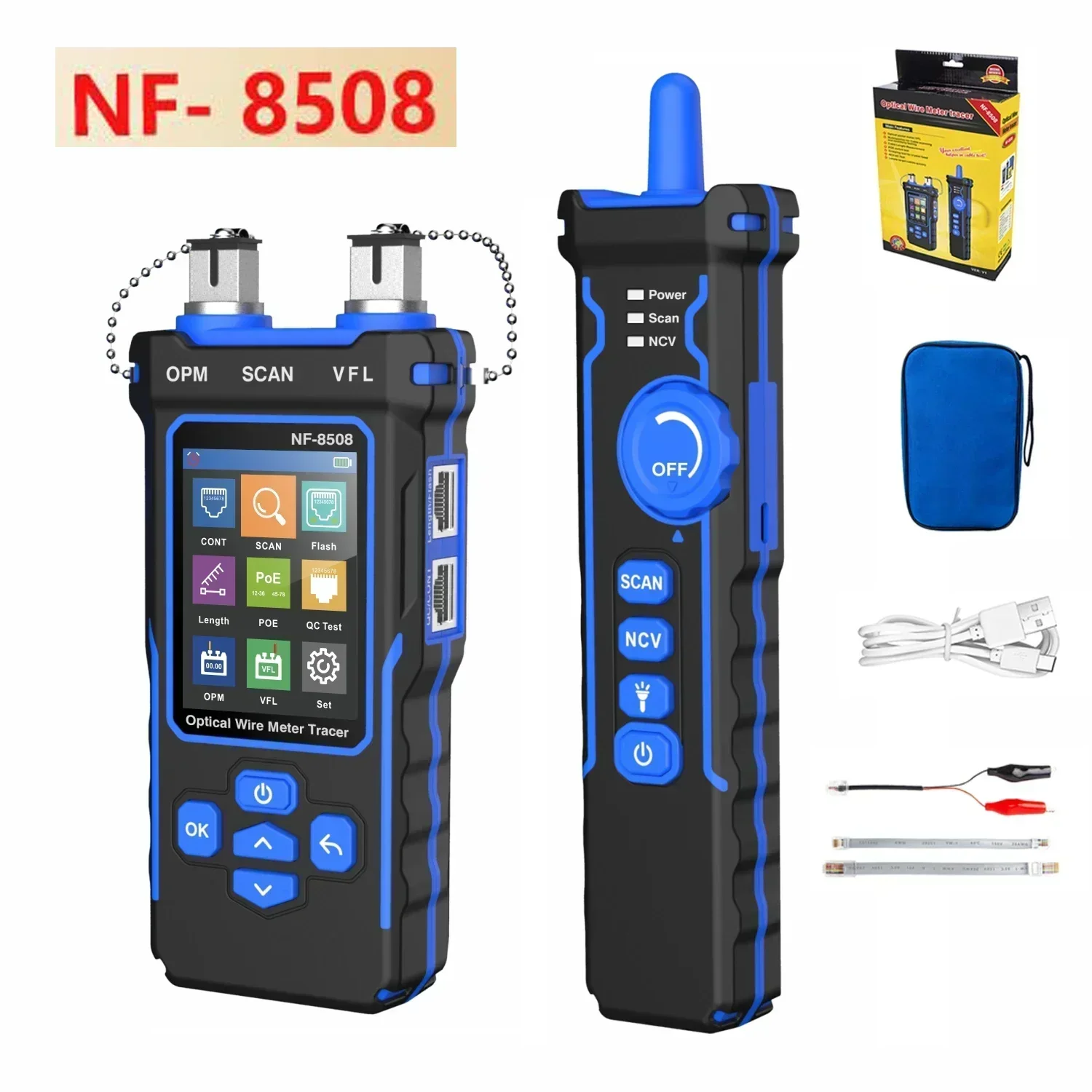 NOYAFA NF-8508 Network Cable Tester  Digital Rechargeable Network Line Finder Wire Tracker PoE Checker Optical Wire Meter