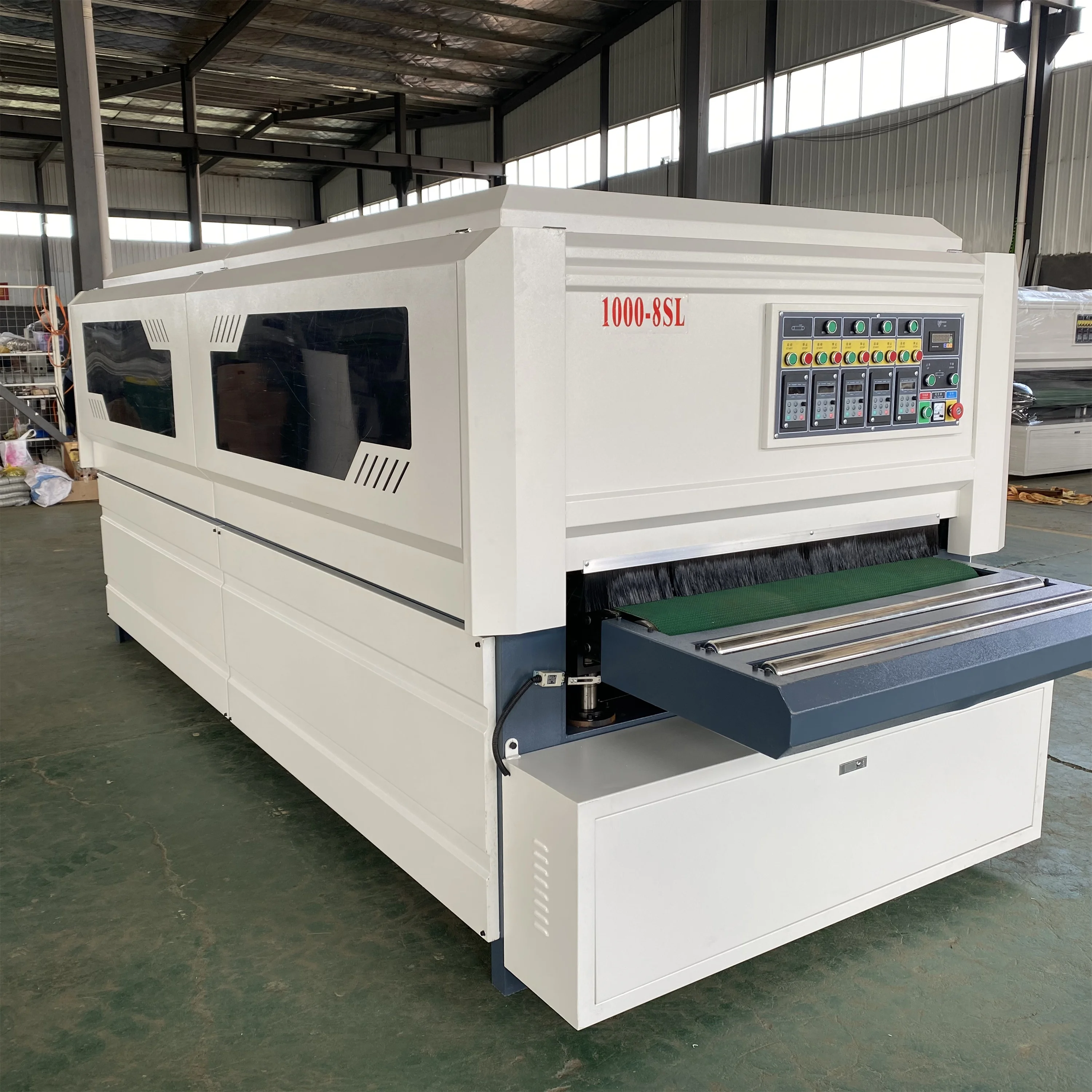 Wood CNC Automatic Sanding Brush Machine Sander with Engine Motor & Bearing VFD Speed Control for Cabinet Door Polishing