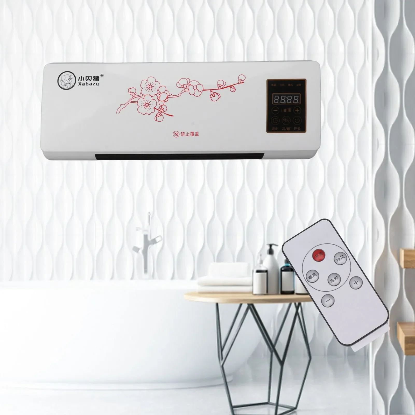 Small Heater Space Heater Versatile Portable Low Noise Wall Mounted Heating Fan With Remote Control for Bathroom Bedroom