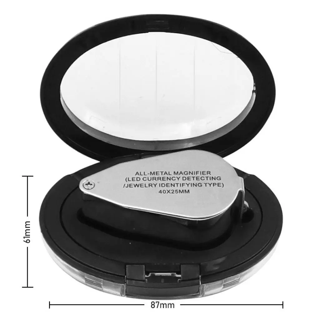 40X Foldable Jewelry Magnifier LED Lighted Optical Lens Loupe Handheld Device For Coins Stamps Antique Identification