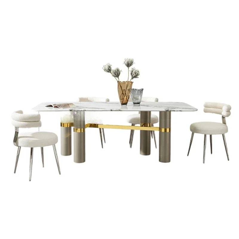 

Italian light luxury rectangular marble dining table 2025 new villa large apartment high luxury