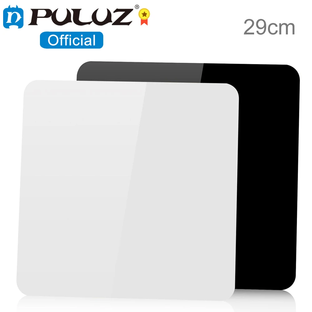 PULUZ 29cm Photography Acrylic Reflective Display Table Background Board Black White Photography Reflection Board