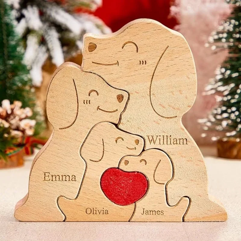 

Art Wooden Dog Puzzle Personalized Name Custom Free Laser Engraving Home Gifts Home Decor Thanksgiving for Mom Christmas Gifts