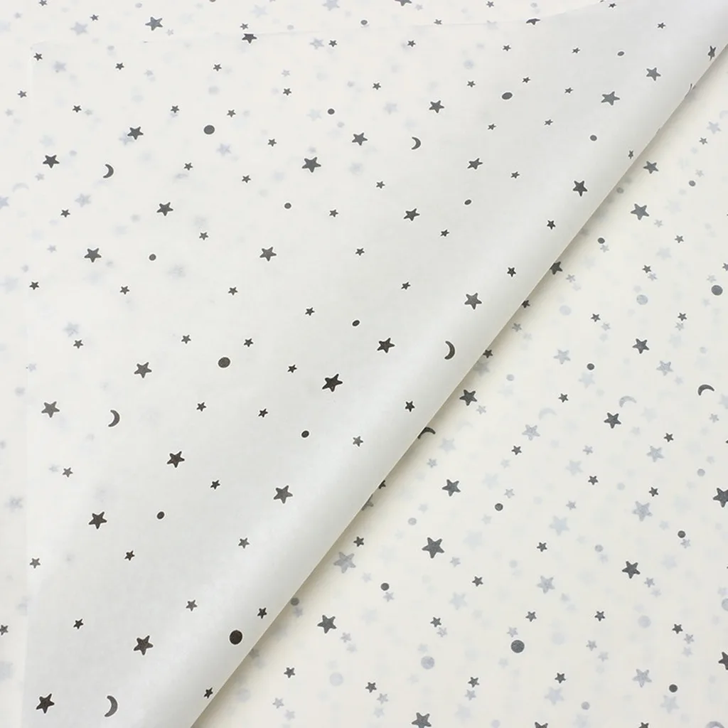 20 Sheet Foil Star Moon Printed Gift Wrapping Paper Craft Tissue Paper 50×70cm Flower Bouquet Packaging Inner Paper Scrapbooking