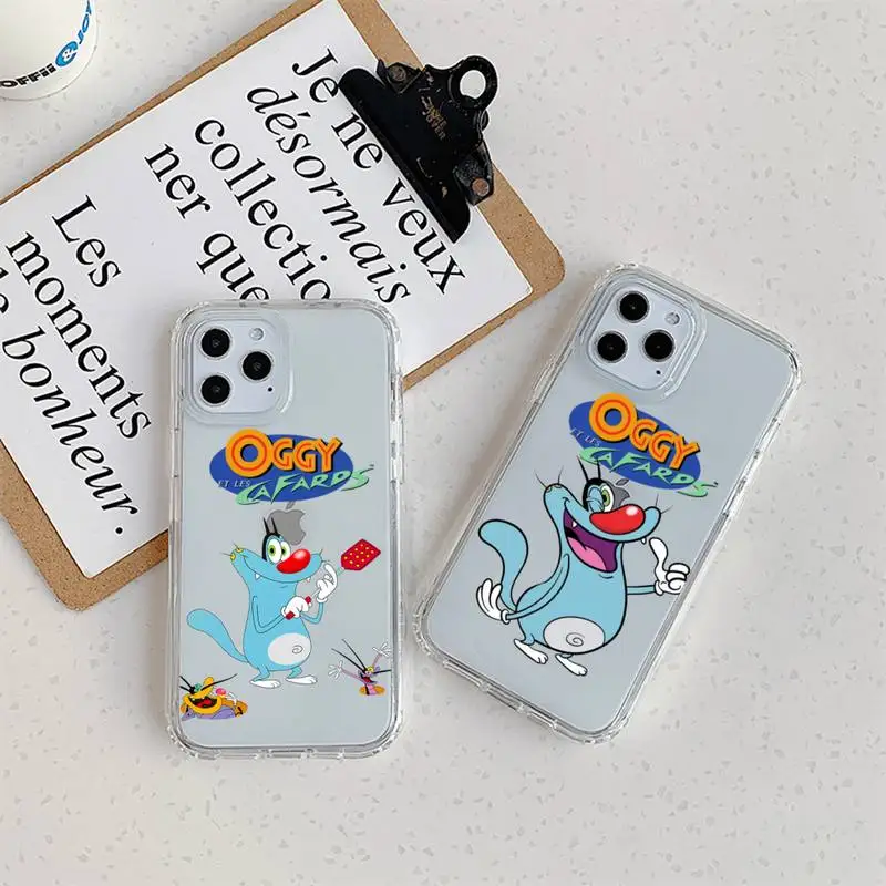 Cartoon Oggy et les Cafards Phone Case For iPhone 11 12 Mini 13 14 Pro XS Max X 8 7 6s Plus 5 SE XR Transparent Shell