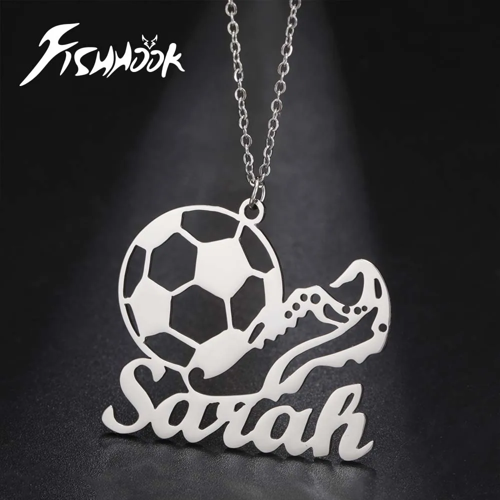 Ball Basketball Necklace Soccer Football Baseball Personalized Name Pendant Gift For Women Men Stainless Steel Chain Jewelry