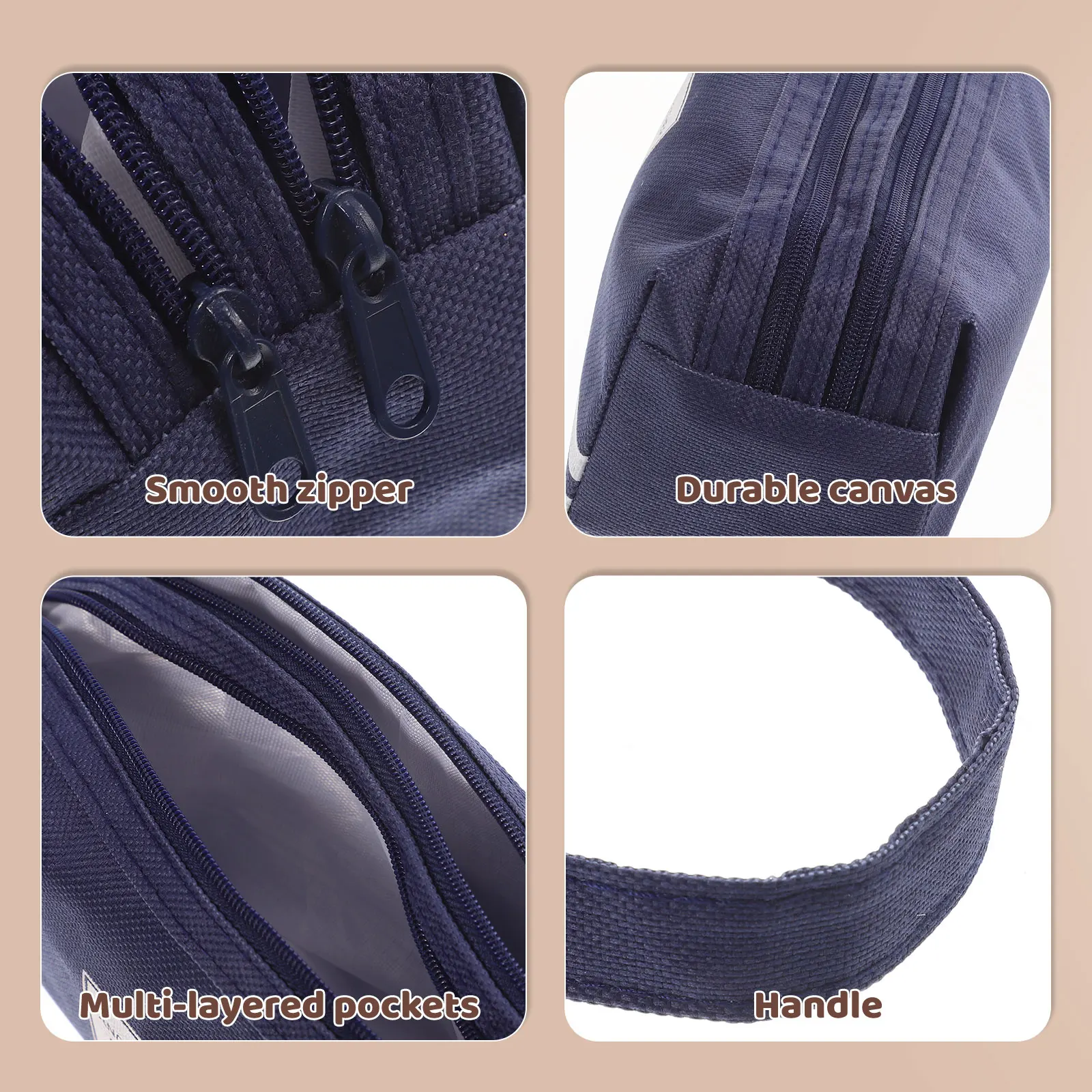 

Double-layer Pencil Bag Zipper Pouch Household Case Oxford Cloth Large Capacity