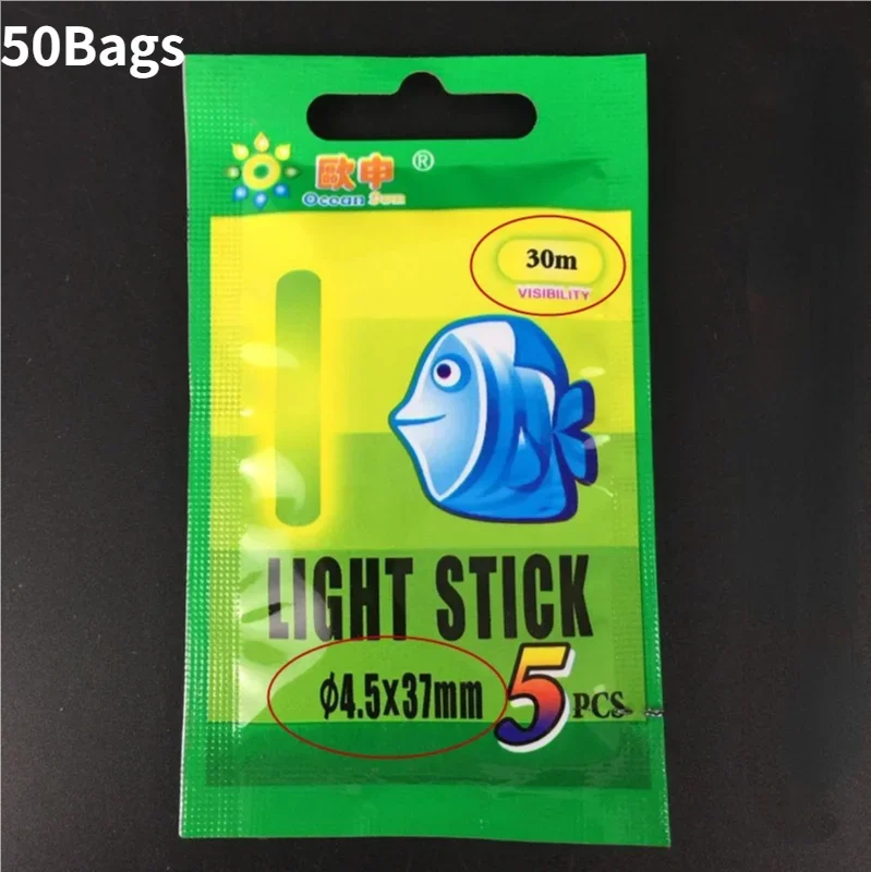 250pcs/50bags 4.5*37mm/3.0*25mm Chemical Fishing Light Sticks Glow Sticks Fluorescent Fishing Light Sticks Fish Bait Alarm Tools