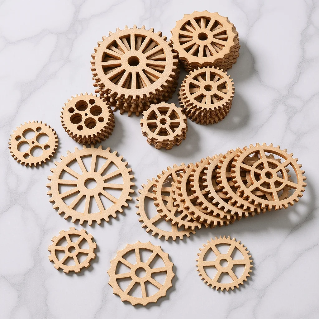 

50Pcs Wooden Slices Wood Gear Pendant Creative Hanging Gear Decor DIY Painting Holiday Wedding Decoration Wooden Slices