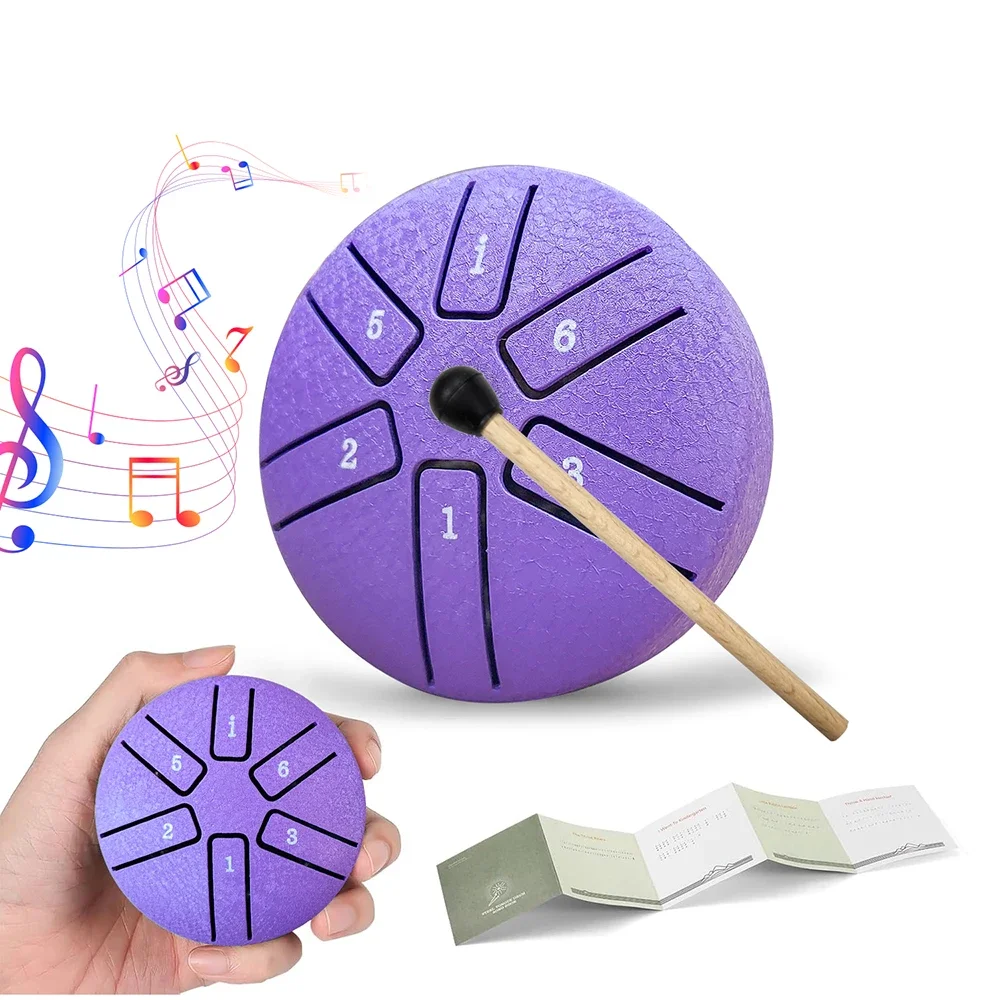 

Mini 3 Inches 6 Notes Steel Tongue Drum Hand Pan Drums Percussion Musical Instruments Drum for Yoga Meditation Unique Gifts