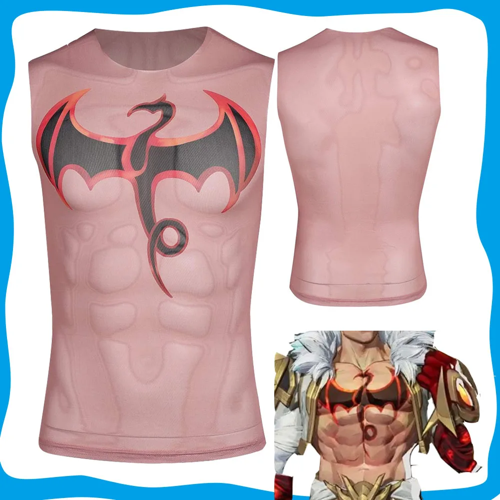 

Fantasy Iron Cos Fist Cosplay Men Sleeveless T Shirt Costume Game Rivals Disguise Tops Outfits for Male Halloween Carnival Suit
