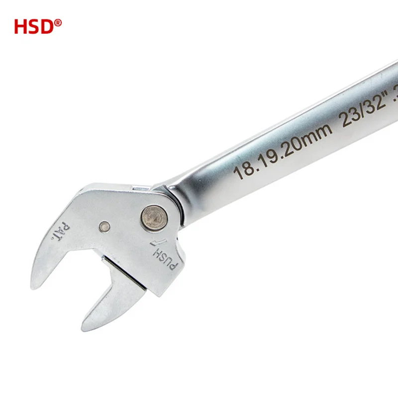 Hsd-quick Release Selflocking Wrench Métrica e Imperial Tamanhos Disponíveis Durável Aberto Ratchet Wrench Ratchet