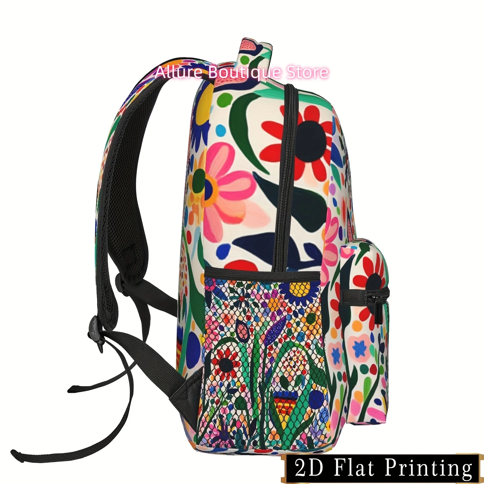 Vibrant Floral Print Backpack for Men & Women - Lightweight, Ergonomic Design with Padded Laptop Compartment, Adjustable Shoulde