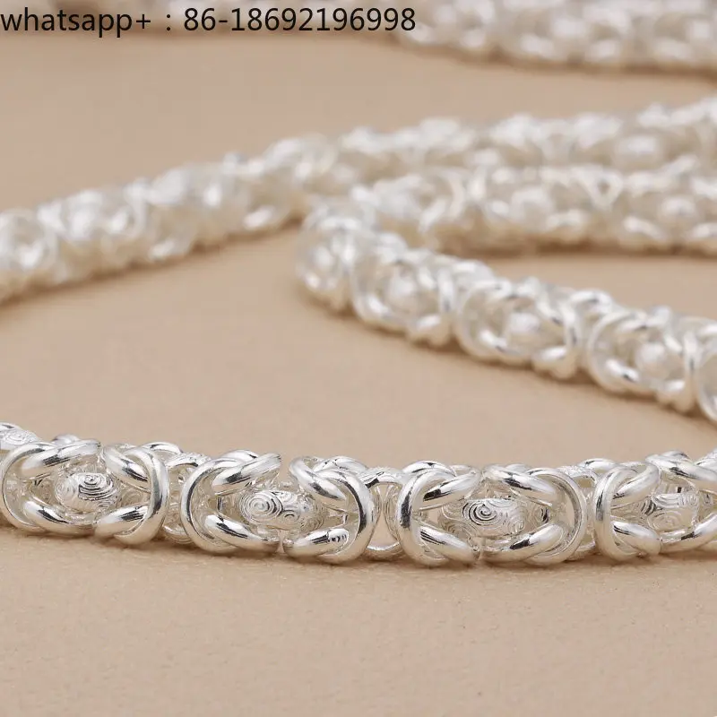 999 Sterling Silver Faucet Chain Trendy Men's Fashion Rough Model Does Not Include Pendant Collarbone Chain Keel Chain