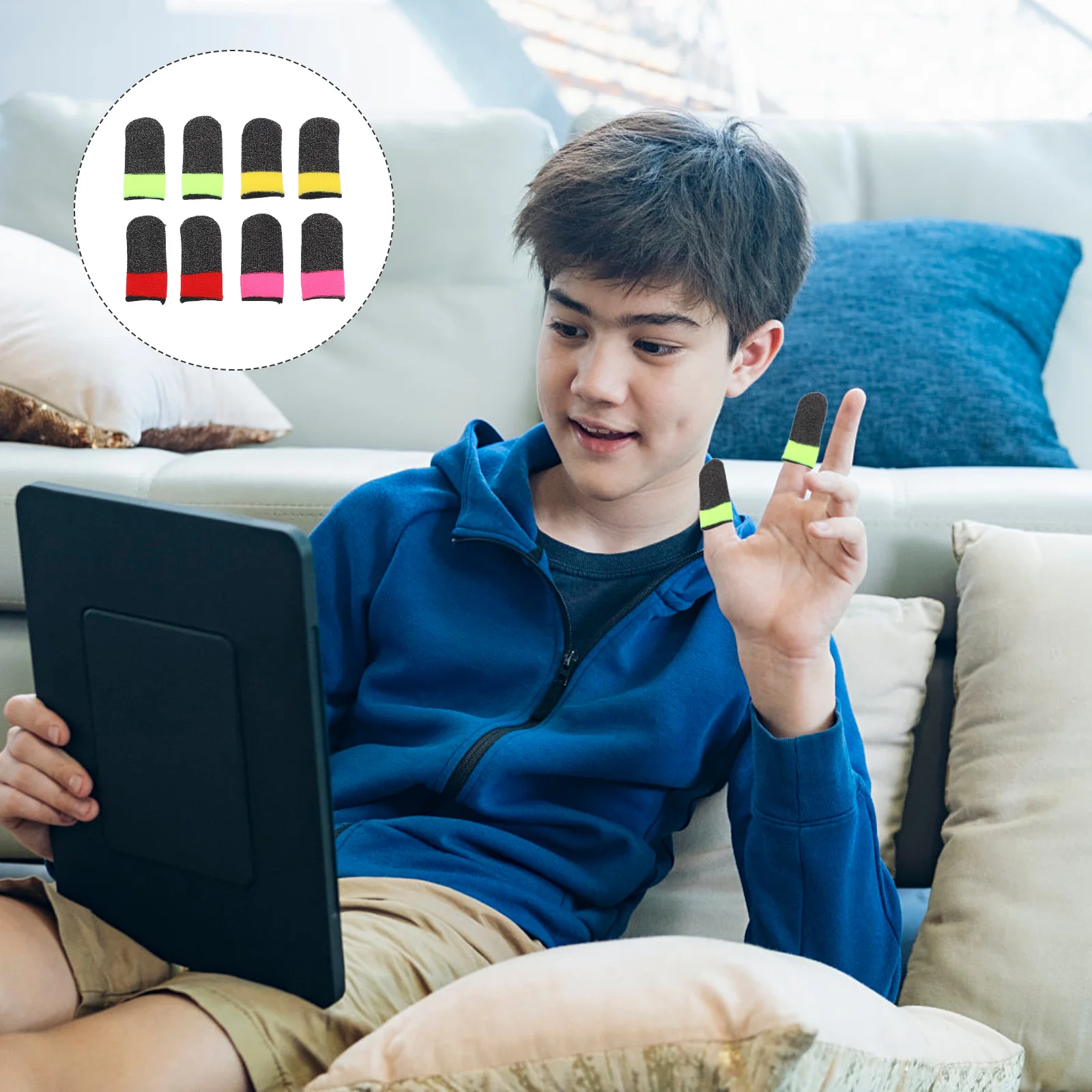 

4Pairs Gaming Finger Sleeves Anti-Slip Breathable Sweat-Absorbent Finger Protectors Enhance Mobile Game Skills Controller Covers