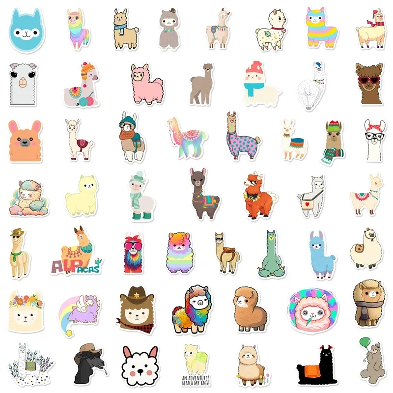 10/30/50PCS Cute Alpaca PVC Sticker Aesthetic Decoration Scrapbooking Sketchbook Korean Stationery School Supplies for Kids