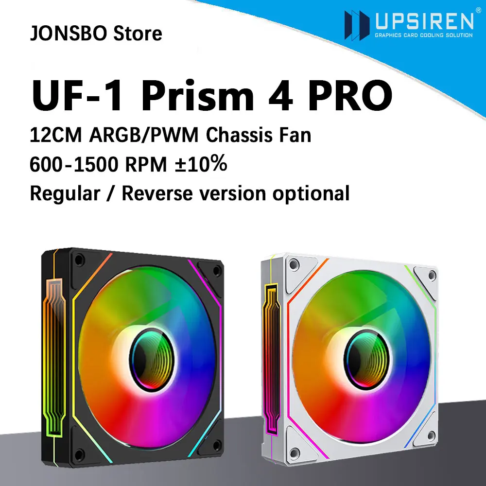 UPSIREN PRISM UF-1 4 PRO Computer Chassis Fan 12cm ARGB 4 Pin PWM Quiet Cooling Fan 12V Large Air Volume 45.2CFM/600-1500RPM