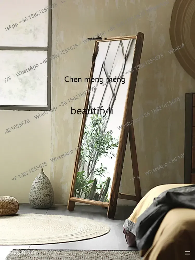 

cn8350 LHY yj Nordic Mirror Full Body Dressing Vertical Floor Mirror Silent Style Solid Wood Home