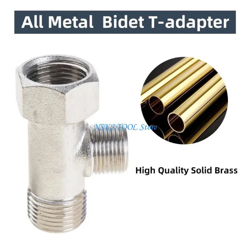 L8RC 3 Way Hose Connectors Brass Bidet Adapter for Shower Toilet Diverters Valves
