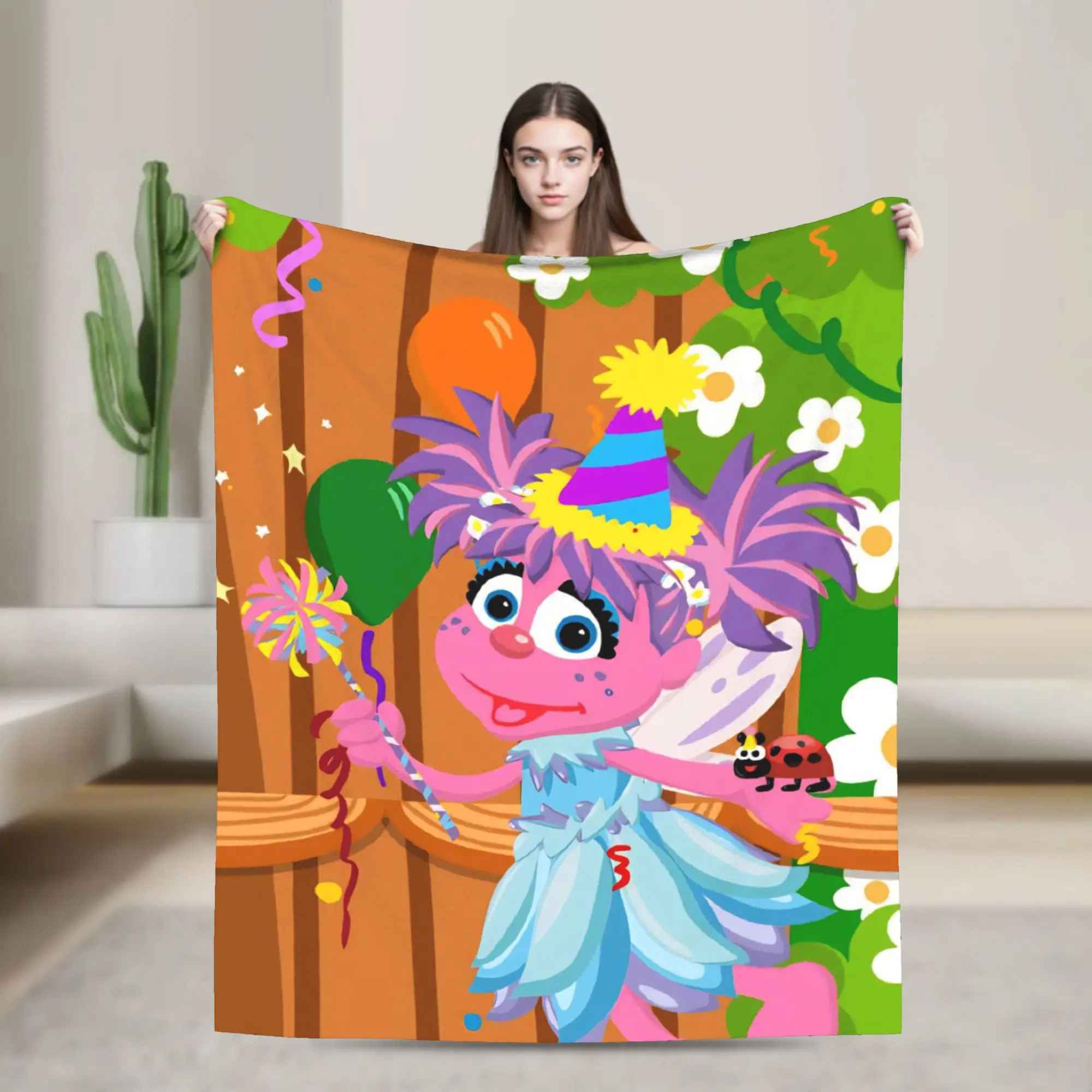 Sesames Streets Fleece Throw Blanket Abby Cadabby Blankets for Bed Car Lightweight Quilt,