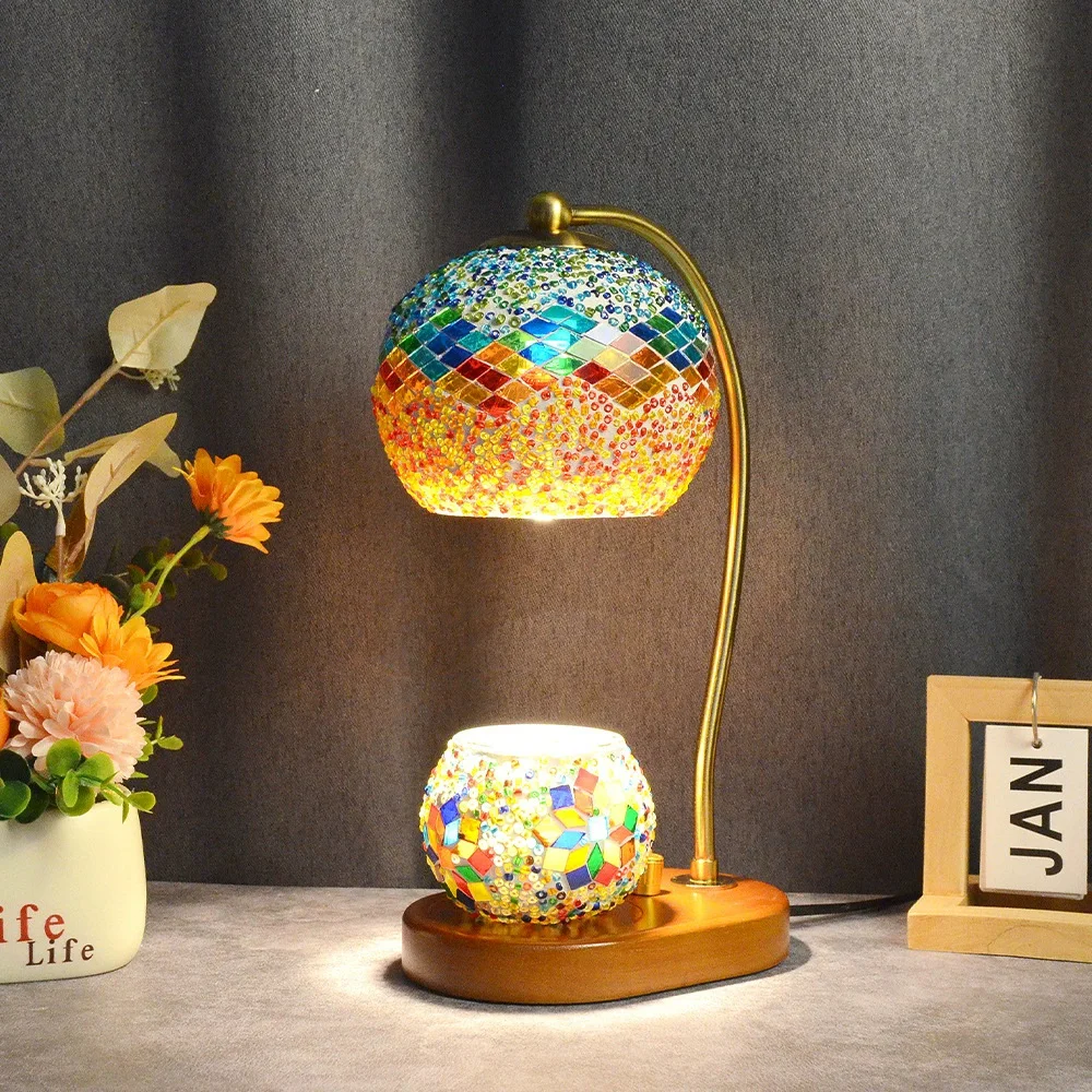 Aromatherapy Mosaic Table Lamp Molten Wax Lamp Lamparas De Mesa Mosaic Glass Bed Light Lamparas Con Mosaicos Night Light